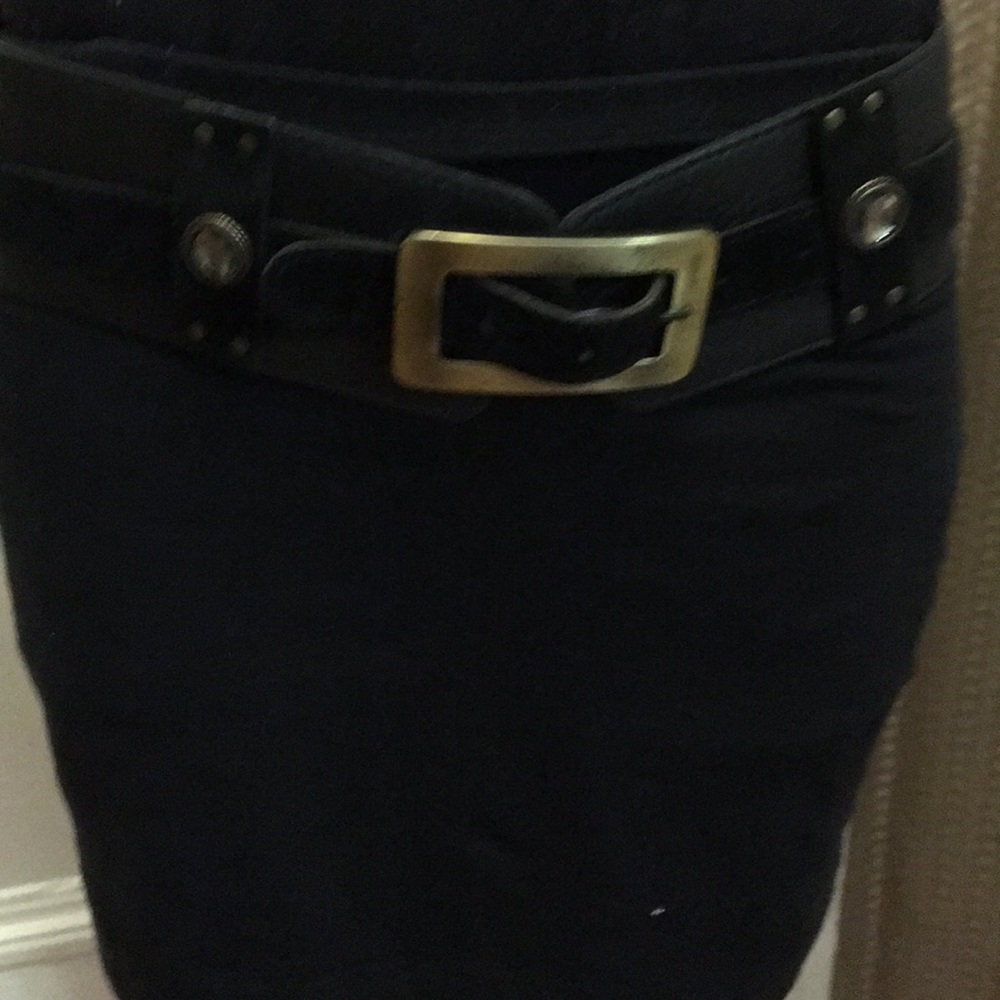 Black leather & suede belt with some jewel design